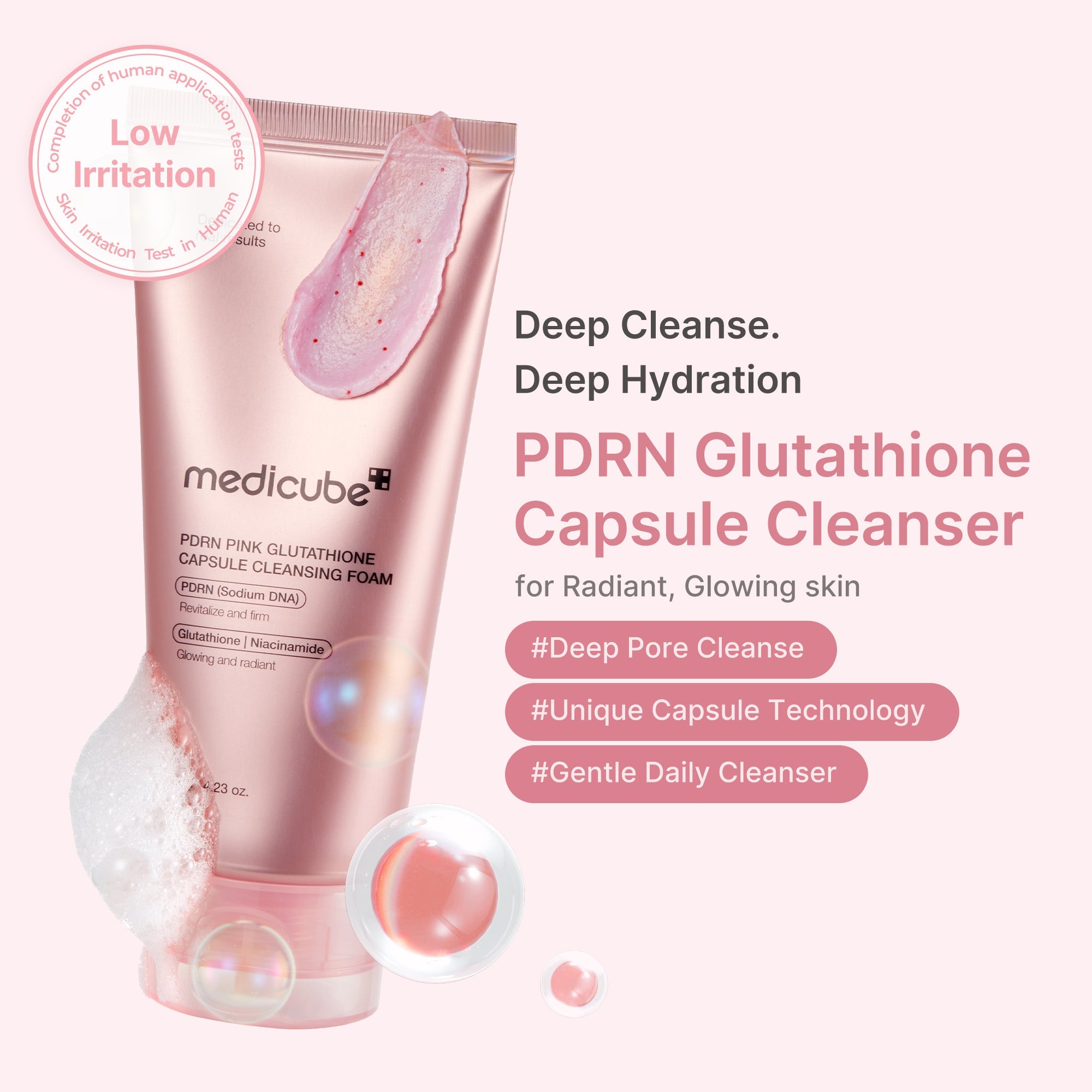 PDRN Pink Glutathione Capsule Foam Cleanser V7